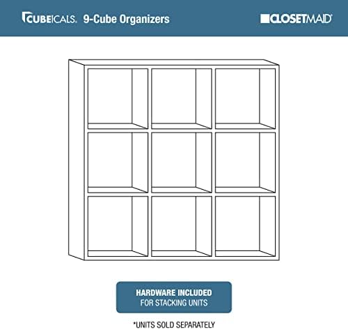 ClosetMaid Cubeicals 9 Cube Storage Shelf Organizer Bookshelf, Stackable, Square Shape, Easy Assembly, Wood, Natural Gray Finish - Image 5