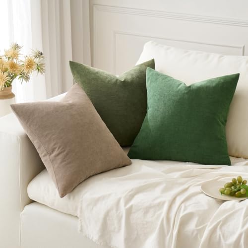 MIULEE Moss Green Chenille Couch Throw Pillow Covers, 18x18 - Image 5