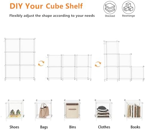 AWTATOS Cube Storage Organizer, Closet Organizers, 6 Cube Shelf, Clear - Image 6