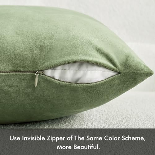 MIULEE 12x20 Inch Lumbar Velvet Throw Pillow Covers Sage Green - Image 3