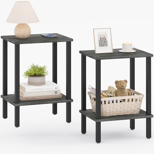 TUTOTAK End Table, Set of 2, Side Table, Nightstand, 2-Tier Storage Shelf by ChoosetutotakFurnitureBuildYourCozyHome