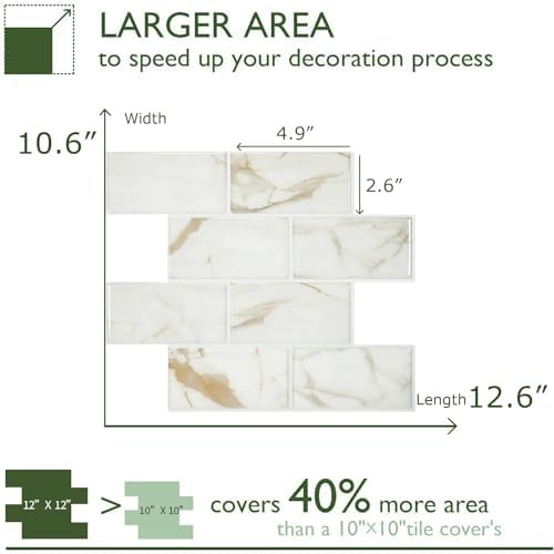 STICKGOO 10-Sheet Subway Tile Peel and Stick Backsplash, Self Adhesive Vinyl Wall Tiles, Stick on Backsplash for Kitchen and Bathroom(Thicker Design) - Image 2