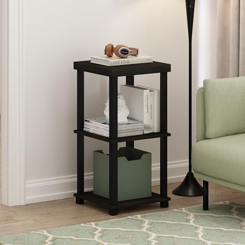 Furinno Turn-N-Tube Toolless 3-Tier Side Table, Thick Tabletop, Espresso - Image 2