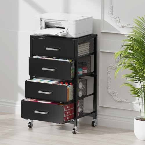 4-Drawers Metal Rolling Cart, Utility Storage Cart with Wheels - Image 6