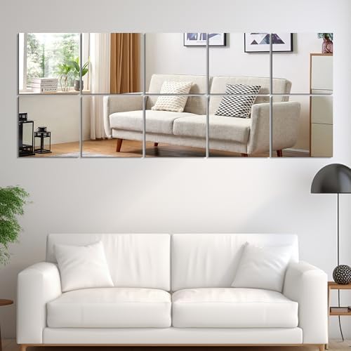 Vlush Full Length Wall Mirrors 11'' x 11'' x 10PCS Home Gym Full Body Mirror Full Length Mirror Wall Mounted Mirrors Decorative for Home Gym, Door, Bedroom & Bathroom by Vlush