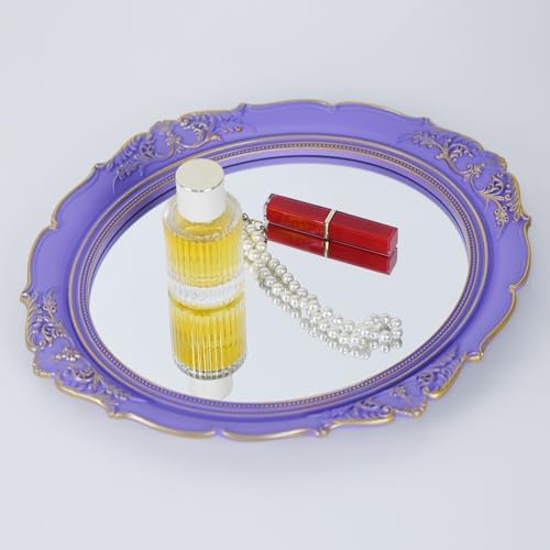 YCHMIR 14.8 x 13.1 inch Oval Wall Mirror Vintage Style (Purple) - Image 3