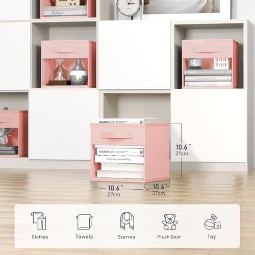 DIMJ Modern 6 Pack Foldable Storage Cubes with Window, 11x11 inch Plastic Closet Organizer Bins for Clothes, Toys, Books - Image 2