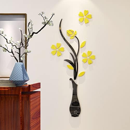 3D Vase Wall Murals for Living Room Bedroom Sofa Backdrop, DIY Wall Decal - Originality Stickers Gift, Yellow, 39 X 16 inches - Image 2