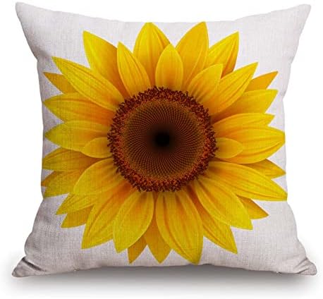 TSSOHU Sunflower Flower Cotton Burlap Linen Throw Pillow Case Cushion Cover Sofa Outdoor Decorative Square 18X18 Inches by TSSOHU