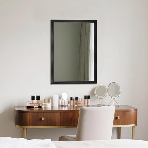 Rectangular Wall Mirror 28x20 Inch Bathroom Mirror for Over Sink, Black - Image 3