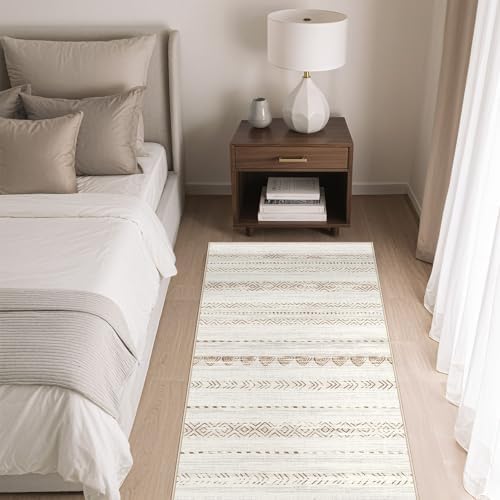 Nakagishi Boho 2x4 Washable Area Rug Non Slip Carpet for Entryway Beige - Image 4