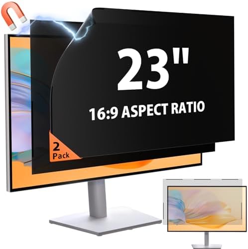 Mamol [2 Pack] 23 Inch Magnetic Privacy Screen for Frameless Monitor, Anti Glare & Blue Light Filter Computer Screen Protector, Removable Anti-Spy Shield for 23" 16:9 Widescreen Desktop Display by Mamol