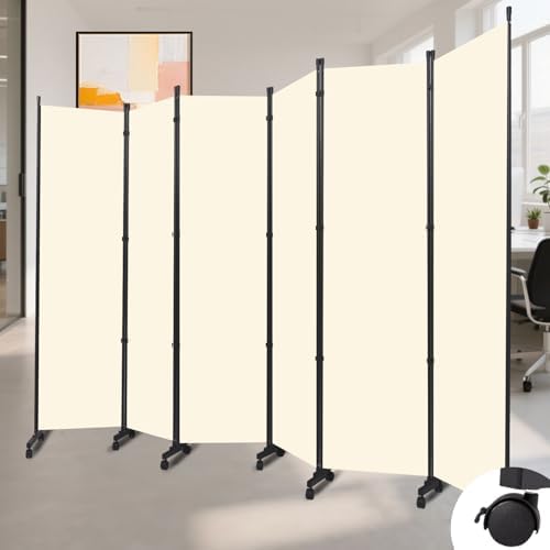 Folding Room Divider W/Wheels,Heavy Duty Base Privacy Screen Separator by YASRKML
