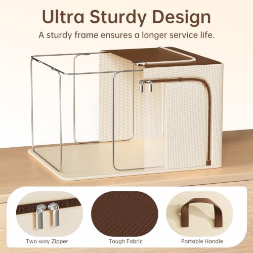 Clothes Storage Bins, Brown, 24L, 3 Openings - Image 6