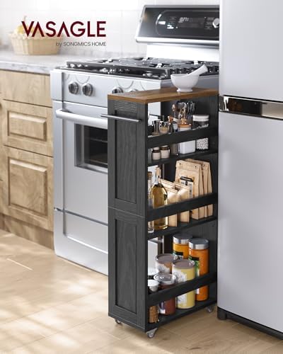 VASAGLE 4-Tier Slide-Out Storage Cart, Slim Kitchen Cart with Wheels - Image 2