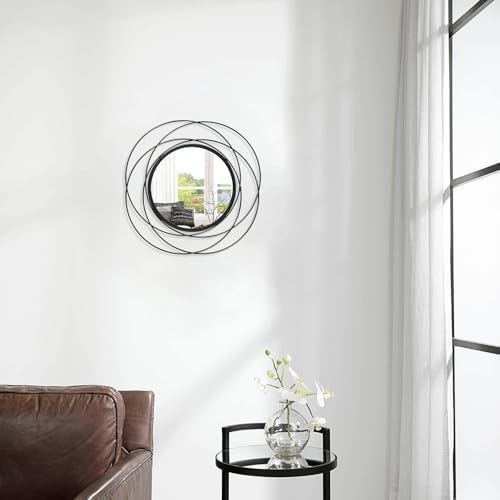 Wall Mirror Mounted Black Small Round Decorative Mirrors, Circle Metal Art Mirror Home for Bathroom Vanity, Living Room or Bedroom 12” x 12” - Image 4