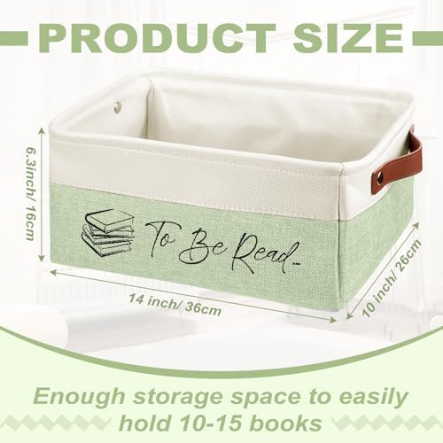 Marsui 1 Pcs TBR Basket Book Storage Bin Bookish Gifts, Green White - Image 2
