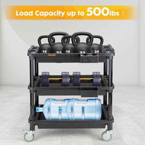 ELAFROS 3-Shelf Heavy Duty Rolling Utility Cart, 32.4 x 18.3 in - Image 6