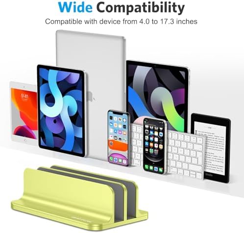 OMOTON Dual Vertical Desk Laptop Stand Holder, Fits MacBook Air/Pro, Citron - Image 3