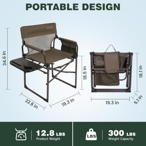 SUNNYFEEL Camping Director Chair with Side Table - Image 3
