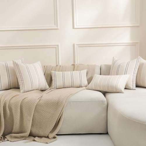 Hckot Lumbar Throw Pillow Covers 12x20 Set of 2 Striped Pillow Covers - Image 6