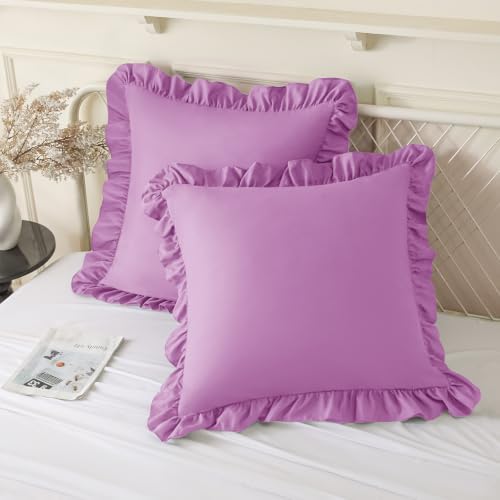 KKJIAF 2 Pack Ruffle Pillow Cases 18x18 Inches, Lavender by KKJIAF