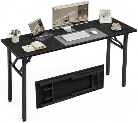 XBurmo Folding Desk Foldable Table, No Assembly 55.1" Foldable Desk Space-Saving Workstation for Small Space, Computer Table, Flat Storage for Home Office, Bedroom, Dorm, Study Room, Dark Oak by XBurmo