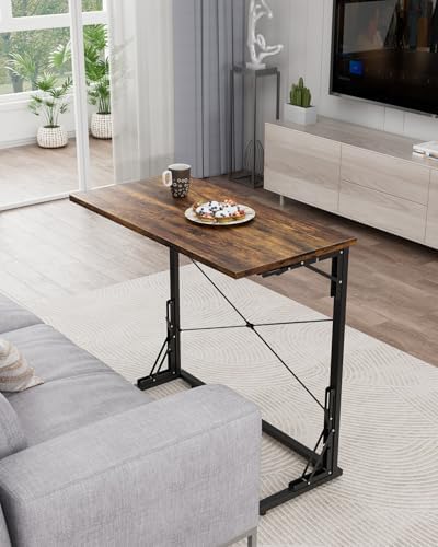 Vantic 31.5" Folding TV Tray Table for Eating on Couch, Rustic Brown - Image 2