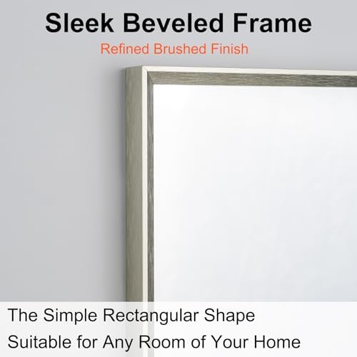 Bathroom Mirror for Wall, 30x20 Inch Framed Vanity Mirror Brushed Nickel - Image 2