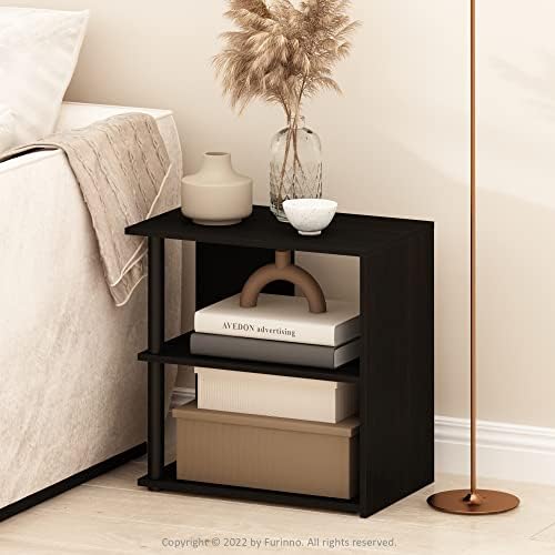 Furinno Romain Side Table, 2-Tier End Table with Open Shelf, Night Stand, Bedside Table, for Living Room, Bedroom, Espresso - Image 2