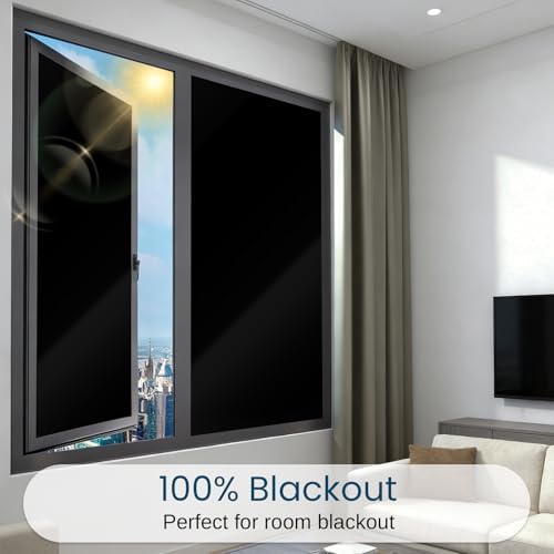 XIAWEI Blackout Window Privacy Film with Tools, 31.5In×16.4Ft, Total Black - Image 4