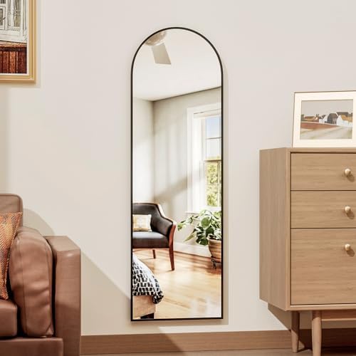 Rowjut Full Length Door Mirror, Wall Mounted Wall Mirrors, 50"X16" Arched Behind Door/Full Length Mirror for Use in Living Rooms, Rooms, Bedrooms, Cloakrooms, etc. (Black) by Rowjut