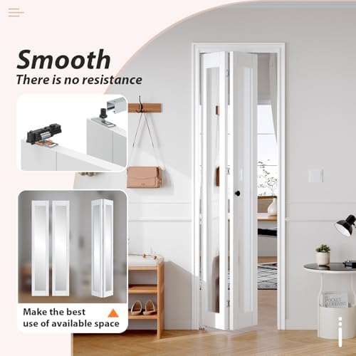 FREDBECK Bifold Mirrored Barn Door for 24x80 Opening,Interior Folding Doors - Image 3