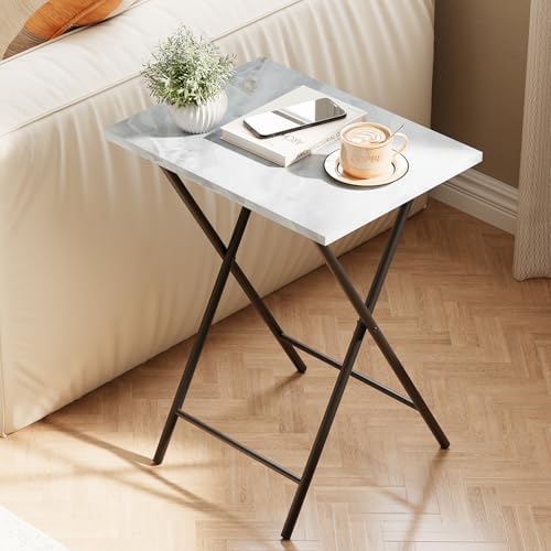 Folding TV Tray Table, Portable Foldable TV Dinner Tray on couch, Space-Saving Snack Serving Sofa Side Table, Easy to Fold Stable TV Trays for Living Room, Bedroom, Small Spaces (Gray Marble) - Image 2