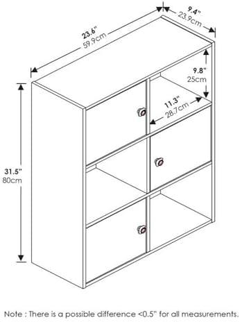 Furinno Pasir 3 Tier Shelf with 3 Door/Round Handle, Steam Beech - Image 3