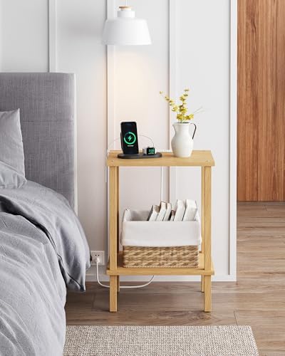 TUTOTAK End Table with Charging Station, Side Table, Nightstand - Image 6