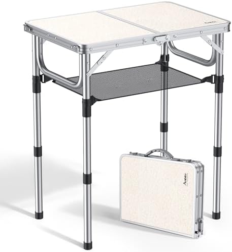 Anbte Folding Camping Table, 24"X 16" Adjustable Height Small Folding Table by Anbte