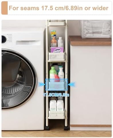 UMDONX 4-Tier Narrow Mobile Storage Cart with Pull-Out Baskets - Image 5