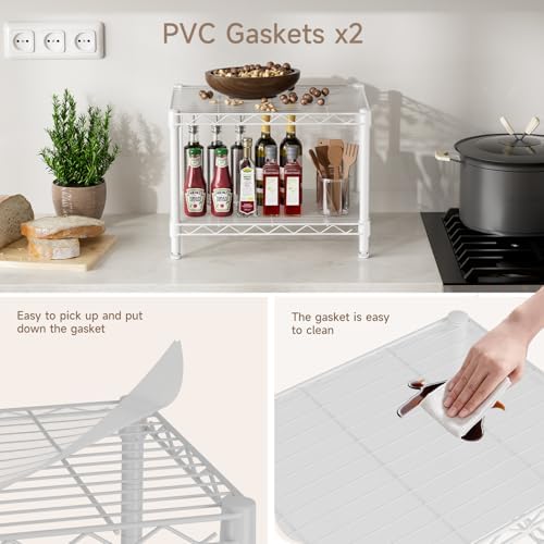 Golpart Small 2 Tier Shelves Storage Wire Shelving Unit Metal Shelf Gasket - Image 4