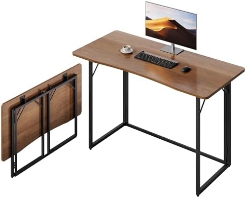 JOYMOOP 47.2" Brown Folding Desk, No Assembly, Wooden Top, Large Size by JOYMOOP