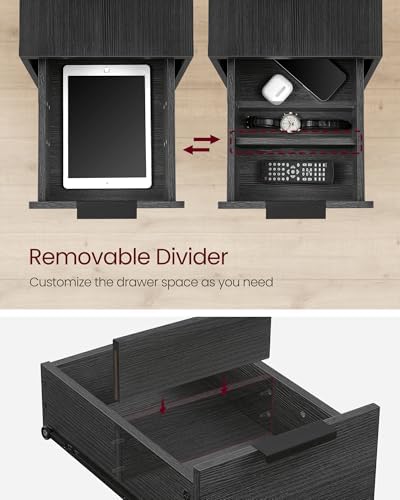 VASAGLE Side End Table with Charging Station, Slim Nightstand with Storage - Image 6