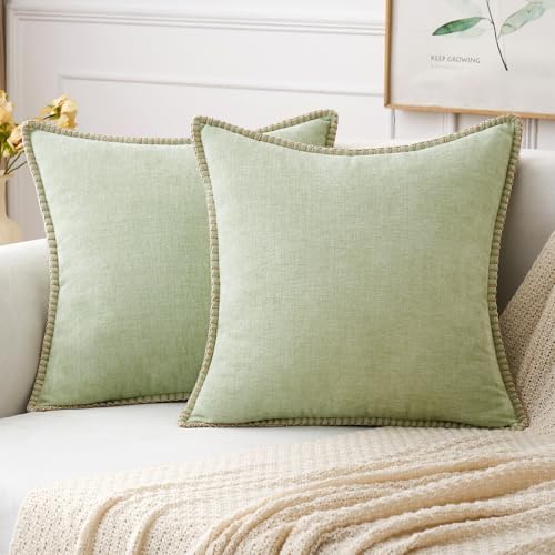 MIULEE Decorative Couch Throw Pillow Covers 18x18 Inch Light Green 2 Pack by MIULEE