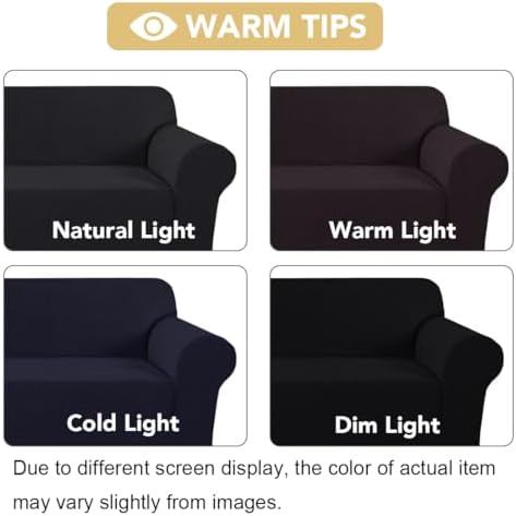 H.VERSAILTEX Stretch Chair Cover 1 Piece Armchair Cover Slip Covers for Sofas/Couches with Elastic Bottom Soft Thick Furniture Protector for Dogs Cats Jacquard Small Checked(Armchair 31"-40", Black) - Image 3