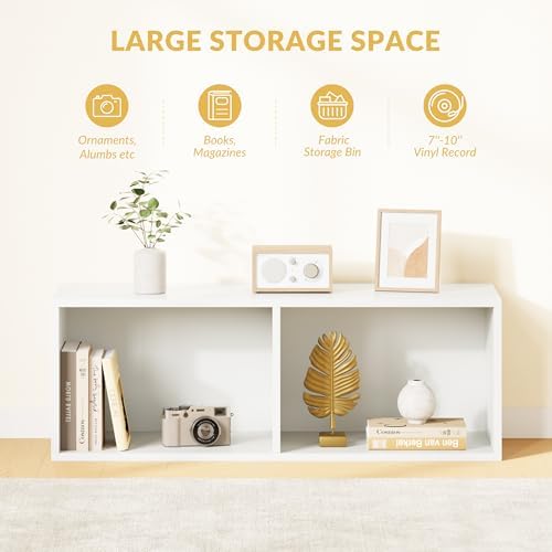 IOTXY DIY Modular Cubby Bookcase - Stackable 2-Cube Open Bookshelf, White - Image 4