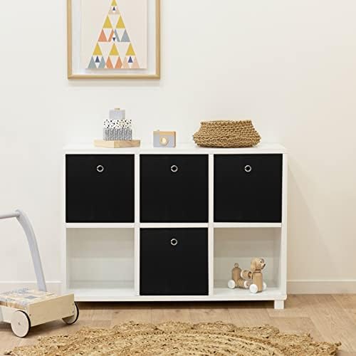 Foldable Storage Cubes Bins ,11 Inch Cloth Storage Cube Fabric Storage Box Cubes Organizer Baskets with Handles for Home Organizer Set of 12 (Black) - Image 5