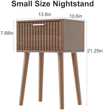 LAATOOREE Nightstands Set of 2, Small Bed Side Table with Fluted Door - Image 2