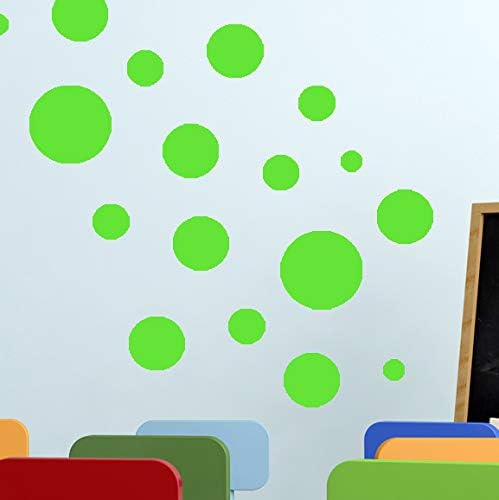 Lime Green Polka Dot Wall Stickers, Girls Room Wall Decor Decals, Wall Dots, Vinyl Circle Peel & Stick DIY Bedroom, Playroom, Kids Room, Baby Nursery Toddler to Teen Bedroom Decoration 3"-6.5" (Lime) - Image 3