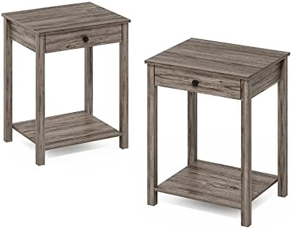 Furinno Classic Set of 2 Side Table with 2-Tier Open Shelf, Rustic Oak - Image 4
