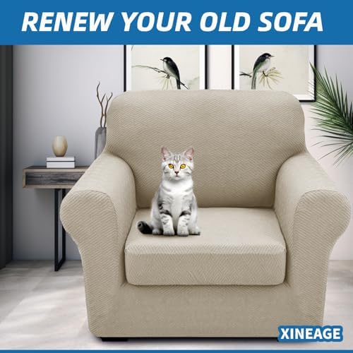 XINEAGE 2-Piece Stretch Armchair Sofa Cover, Washable Couch Covers for Dog - Image 4