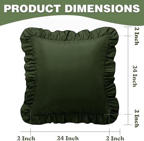 KKJIAF 2 Pack Ruffle Pillow Cases 24x24 Inches, Olive Green - Image 3